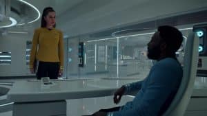 "Nummer 1" und Dr. M'Benga auf der Krankenstation der Enterprise