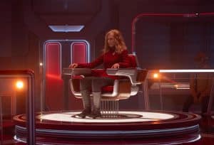 Holly Hunter auf der Brücke des Raumschiffs in Starfleet Academy