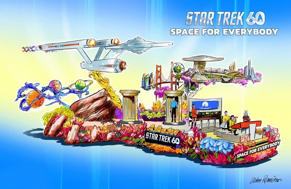 Skizze des Star Trek Wagens für die Rose Parade 2026