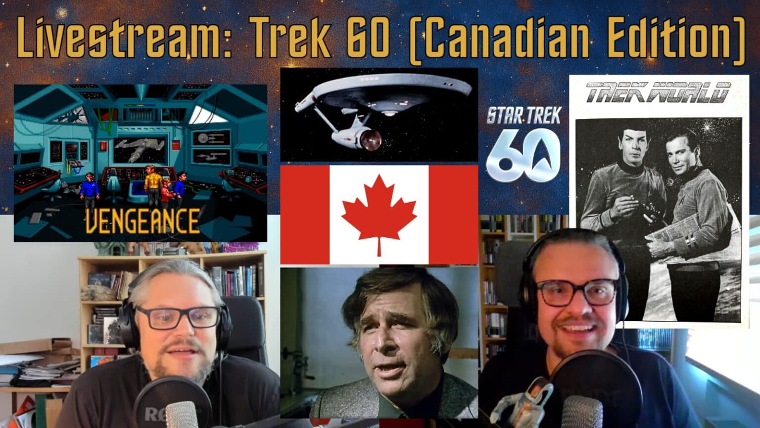 Ankündigungsposter mit den Hosts von Trek am Dienstag und Star Trek Bildern